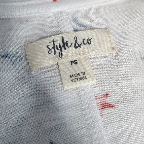 NWT STYLE & CO PATRIOTIC  STARS KNIT FLOWY TANK TOP -VARIOUS PETITE SIZES - Picture 5 of 11